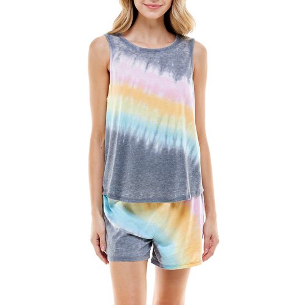 NWT Roudelain Tie-Dyed Tank Top & Boxer Shorts Sleep Set XL